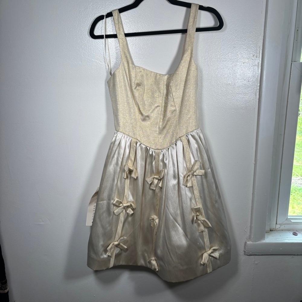 Deadstock 80s Saks L.K.L. by Lawrence Kurtz Mini Dress Sz 4 Gold Bow Cocktail